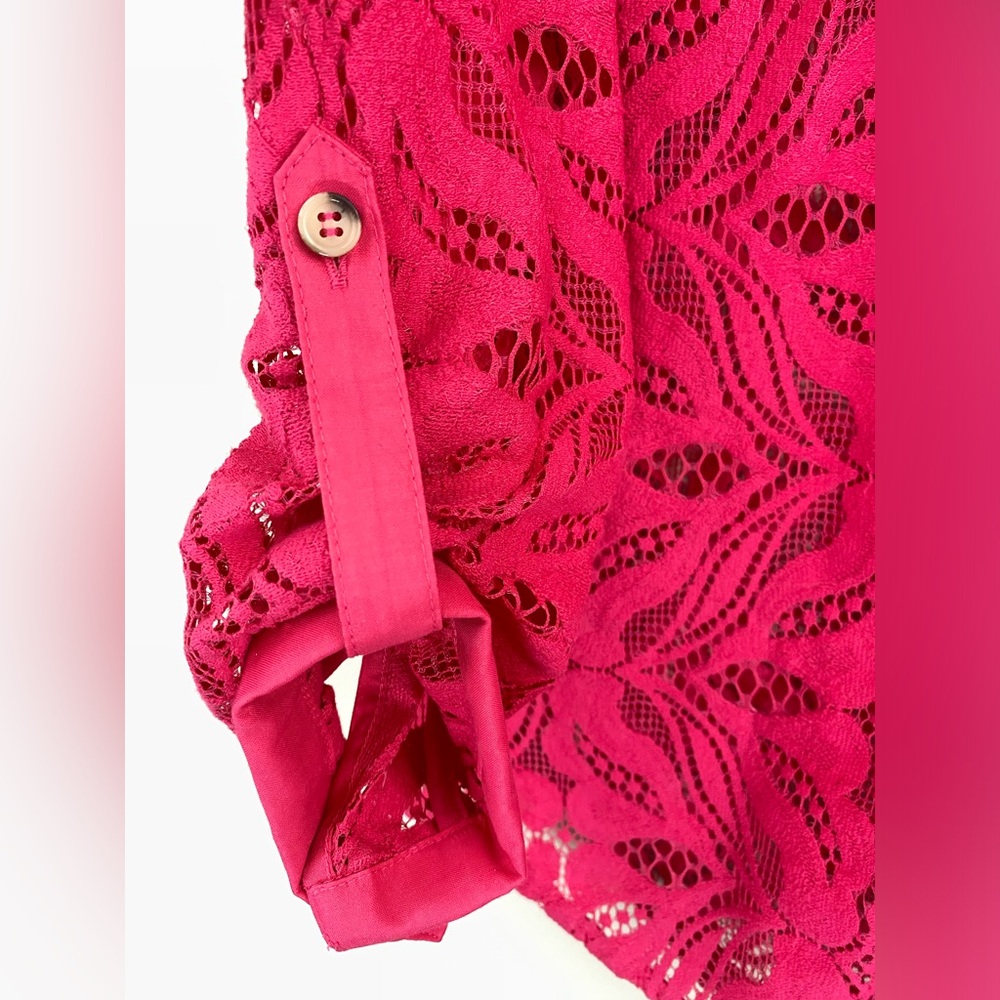 MAEVE by ANTHROPOLOGIE  Lace Boho Slim Buttondown Shirt in Pink Size 12 - Picture 8 of 14